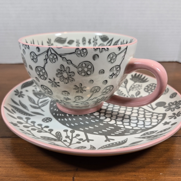 OWL SET World Market Oversized Owl Mug with Matching Saucer Hard To Find Unique - Picture 4 of 9